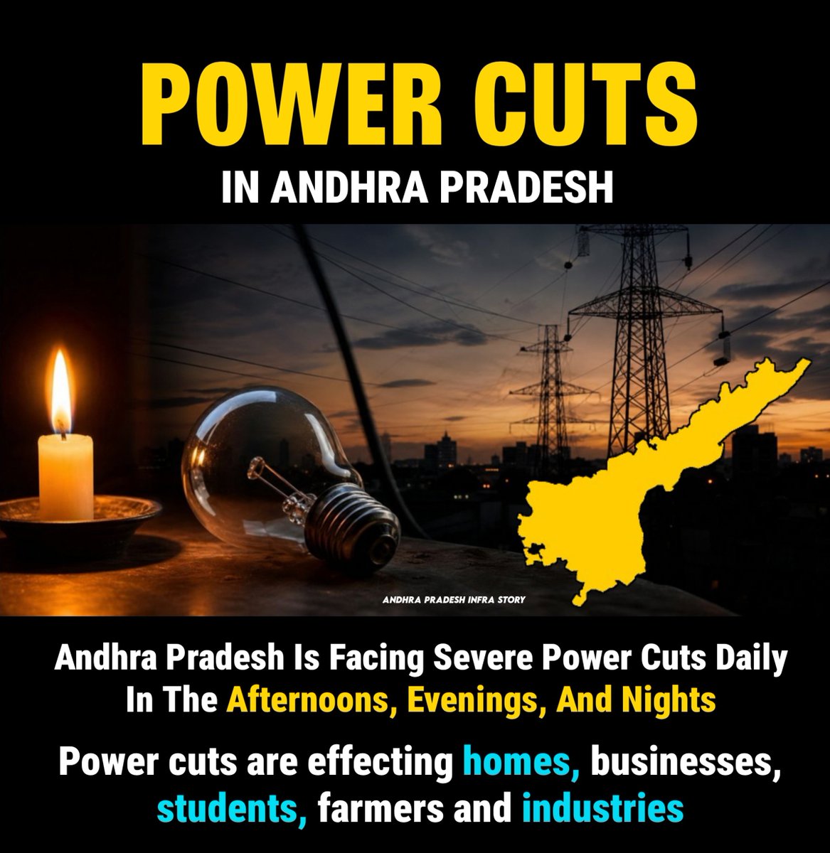 APInfraStory's tweet photo. Andhra Pradesh lo almost anni areas lo power cuts untunnai 

Me area lo power cuts unnaya ?

#AndhraPradesh #Tirupati #Vizag  #vijayawada https://t.co/j3TNJmQOcR