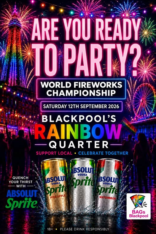 BAGsBlackpool's tweet photo. World Fireworks Championship Blackpool 2026 
12 Sep — Wales (2022 winner) 8.15pm firing time build up from 7.45pm
26 Sep — South Africa (2017 winner) 7.45pm firing time build up from 7.15pm
10 Oct — Germany (2021 winner) 7.30pm firing time build up from 7pm
All displays are free https://t.co/jSx4OG2hmb