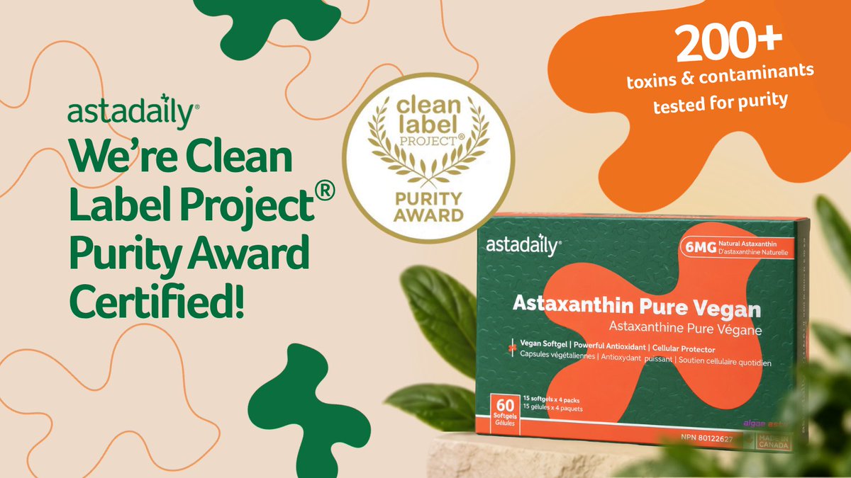 Astadaily_ca's tweet photo. We’re Clean Label Project® Purity Award Certified! 🌿

Astadaily Astaxanthin Pure ranks among the top one-third in its category, with 200+ contaminants tested and standards that go beyond Clean Label Certification.

#Astadaily #Astaxanthin #CleanLabel #Certified #Supplement https://t.co/Sz4mzE8Ie9