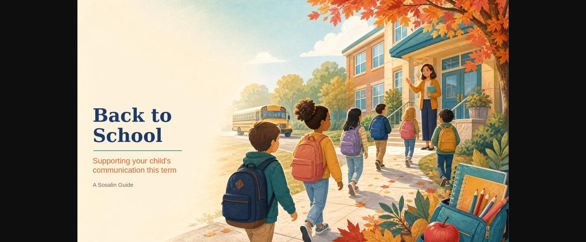 sosalincomms's tweet photo. 🎒 Back to School: Supporting Communication

New routines, new faces — lots to process this term. Prepare your child ahead of time, use visual + verbal tools together, and simply ask how they're feeling about going back.

https://t.co/CgE0Ie9hvp

#BackToSchool #Sosalin #SLCN https://t.co/NARYjWZWsn