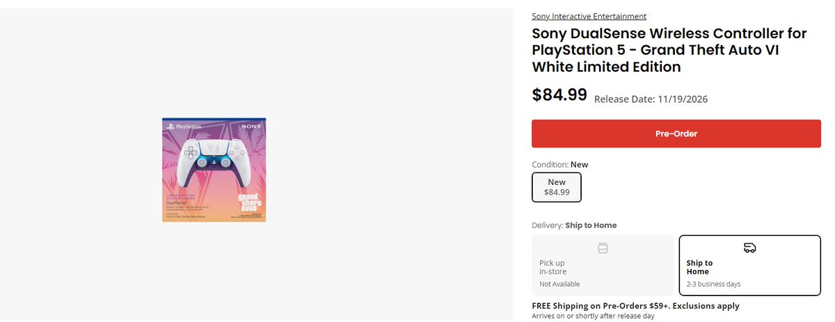 GlitchedDrops's tweet photo. More retailers for PlayStation 5 DualSense Controller - Grand Theft Auto VI LE 

GameStop: https://t.co/piye45QZeO
PS Store: https://t.co/QwZHbKsJhw (scroll down) #ad https://t.co/26WqRNgGU1
