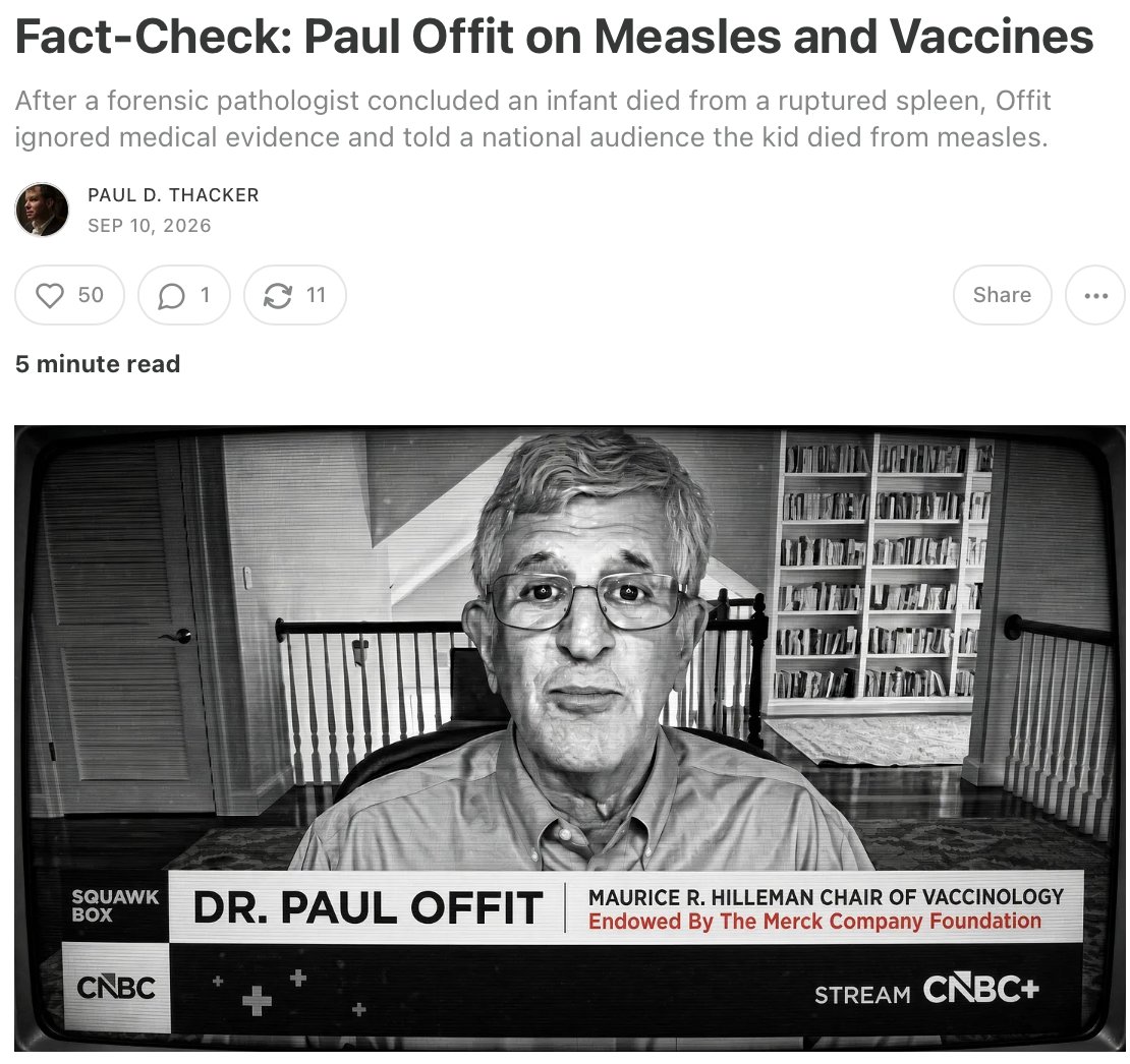 thackerpd's tweet photo. After the forensic pathologist determined an infant died from a ruptured spleen, @PennMedicine Paul Offit hopped on PBS News and said the infant died from measles.

No case study or medical report has claimed measles caused death from a ruptured spleen.

See the videos: https://t.co/ZWINAq7DGj
