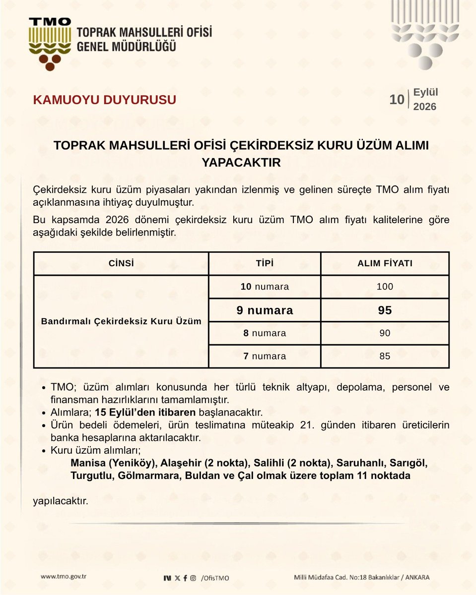 OfisTMO's tweet photo. ÇEKİRDEKSİZ KURU ÜZÜM ALIMLARIMIZIN ÜLKEMİZE, MİLLETİMİZE HAYIRLI VE BEREKETLİ OLMASINI DİLERİZ. https://t.co/vSWSsyfaUY