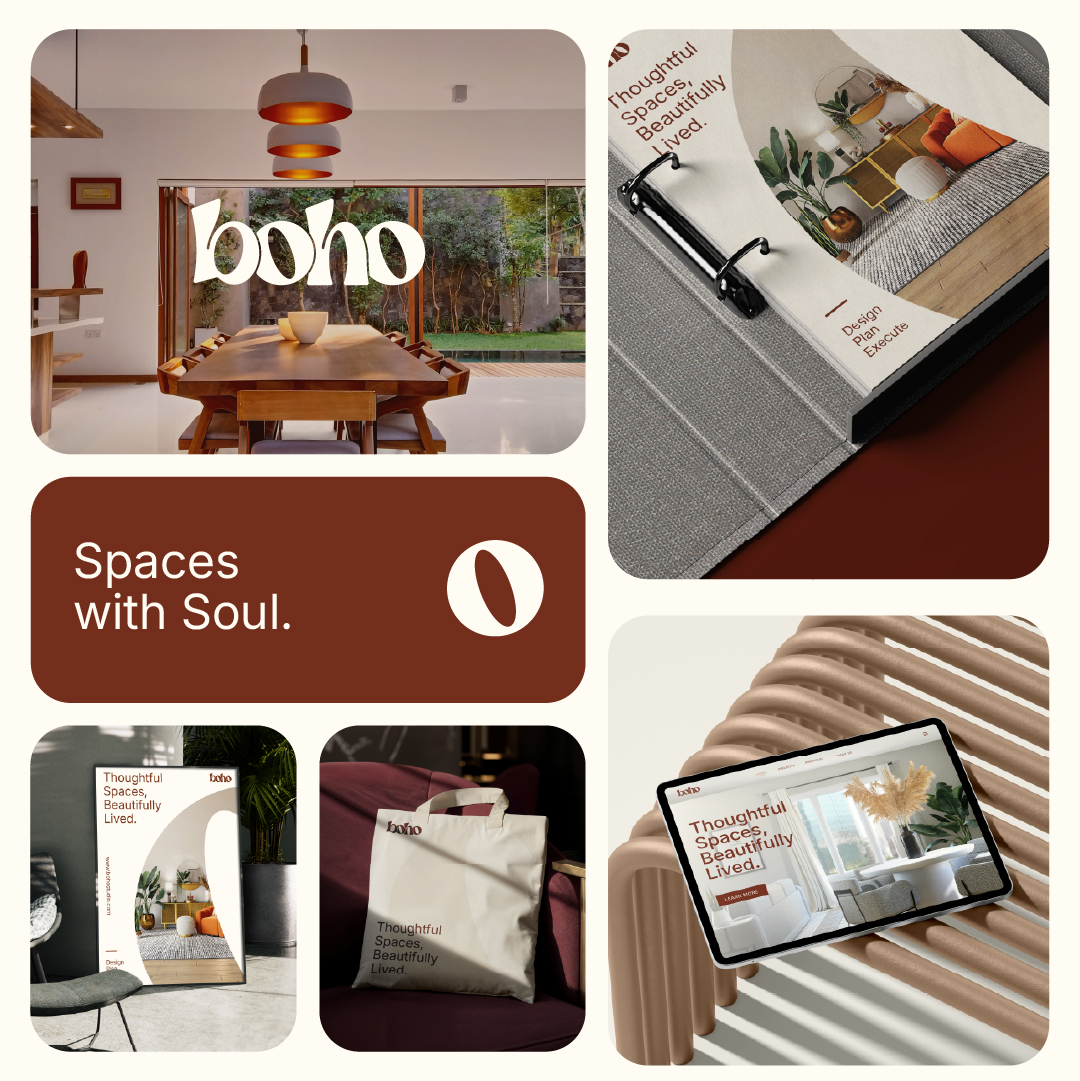 dizift's tweet photo. BOHO logo and Brand Identity Design!
→ A custom wordmark.
→ Warm, earthy colours.
→ Simple typography.
→ And a little organic personality.
Built around one simple idea:
Thoughtful spaces. Beautifully lived.
#brandidentity #branding #logodesign #branddesign #dizift https://t.co/dBhFlY3z1r