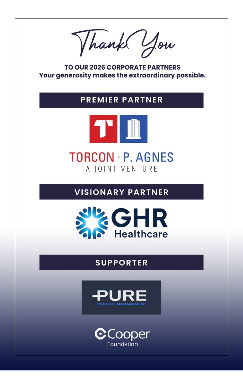 _CooperNorcross's tweet photo. Transformational partnerships make transformational impact possible. Thank you to Torcon P Agnes Joint Venture, GHR Healthcare, and Pure Project Management for helping advance Cooper's vision for the future. 
#TheCooperFoundation #Partnership https://t.co/nydXlYZLXE