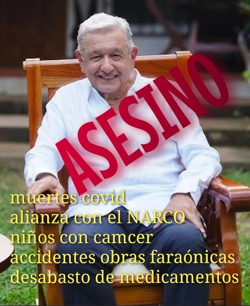 CarlosBarona_'s tweet photo. #QueNoSeTePase QUE ESTE ASESINO Y NARCO, AMLO EL J0T0, SIGUE LIBRE, ESCONDIDO EL COBARDE PERO LIBRE https://t.co/JGj1J79Hqu