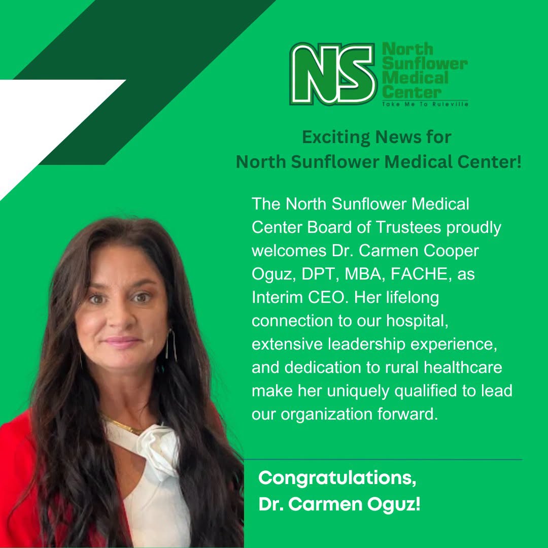 MHA's tweet photo. Wishing Dr. Carmen Cooper Oguz all the best as she steps into her new role as Interim CEO of North Sunflower Medical Center! We look forward to seeing North Sunflower continue its important work serving Ruleville and the Mississippi Delta under her leadership. https://t.co/oKOQ1KnzCY