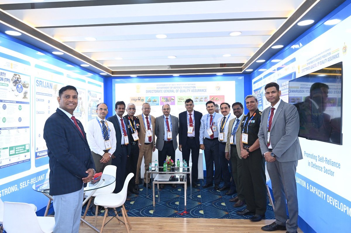 DefProdnIndia's tweet photo. DGQA participated in Aerospace & Defence Expo (AEDEX-2026) at Yashobhoomi, New Delhi from 10 -12 Sep 2026. A stall established by #DGQA at the Exhibition Hall No. 2 was inaugurated by Shri SP Dekate, ADG QA (R&S) and Dr N. Krishnamurthy, ADG QA (PP&T) on 10 Sep 2026. 

During the event, various Booklets, Pamphlets, Information Brochures and Interactive kiosk have been displayed with an objective to reach out to Defence Industry Partners & #MSMEs with the latest information about various MoD schemes and initiatives by #DDP for Ease of Doing Business.
 
#RakshaAtmanirbharta #MakeInIndia #EaseOfDoingBusiness