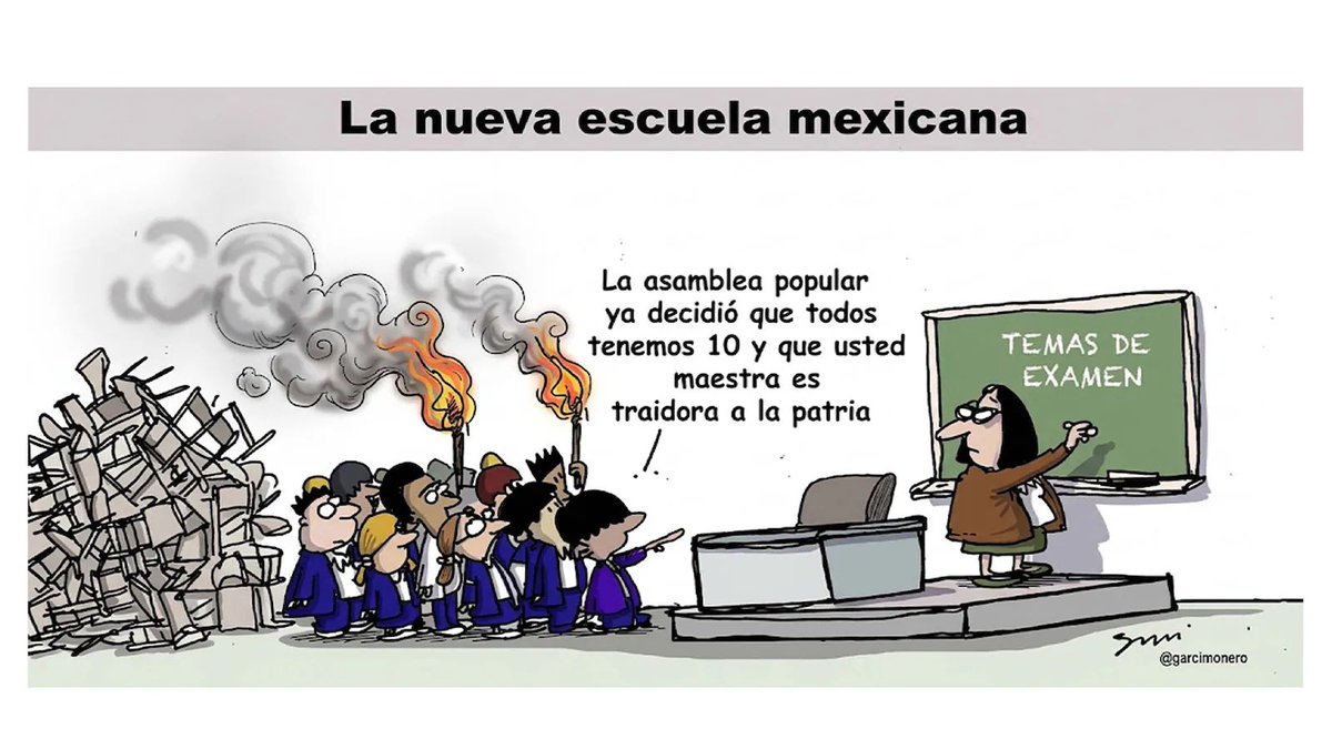 Garcimonero's tweet photo. Mi cartón de hoy en @ElFinanciero_Mx 
Una sobre #NuevaEscuelaMexicana 
#MonerosFinancieros 
https://t.co/Qq1OO9sqVi https://t.co/odINI5c3Zk