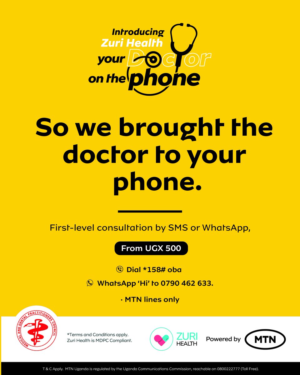 ZuriHealth's tweet photo. Nobody skips care because they don't care. They skip it because of distance, queues and a day's wages.
Zuri Health on @mtnug removes all three ,a real doctor by SMS from UGX 500, or daily support on WhatsApp for UGX 1,300. Dial 158# or WhatsApp 'Hi' to 0790 462 633.
#DocOnPhone https://t.co/c5N6XQM4HW