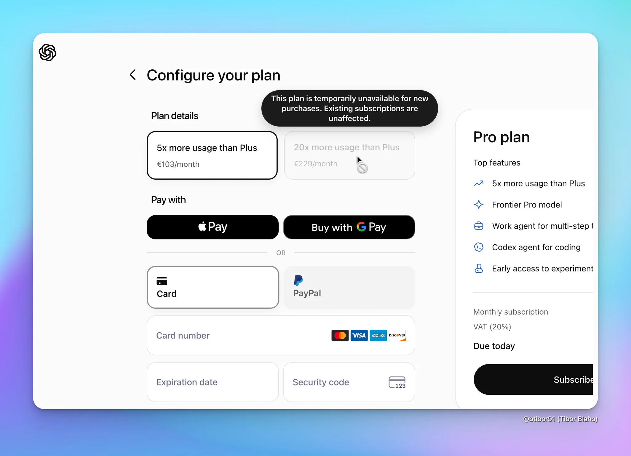 OpenAI、ChatGPT Pro（20倍）プランの新規加入を一時停止
