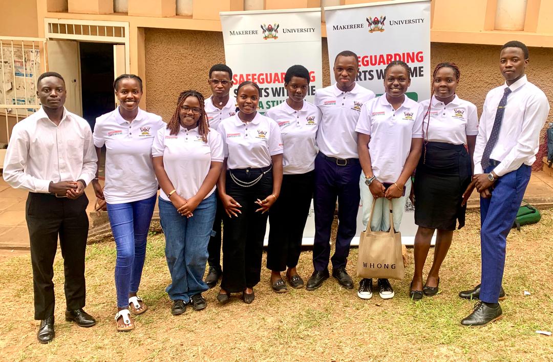 DOS_Makerere's tweet photo. Student Safeguarding Champions share a light moment after the Safeguarding Session.

Over 100 students from @MaKCEES were trained on how to use MakSafeSpace, why it is important to report concerns  and the role they can play in promoting a safe &amp; respectful University community. https://t.co/UuT75tS6d2