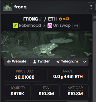 Tanaka_L2's tweet photo. Just bought some $FRONG.

$CASHCAT got listed to Robinhood Exchange before and pumped.

Today, $FRONG and $JUGGERNAUT were added as Robinhood assets.

Not sure if they can pump from here or eventually get listed on the Robinhood exchange, but rn

I’m betting a little here.

NFA https://t.co/bfVJro5MyX