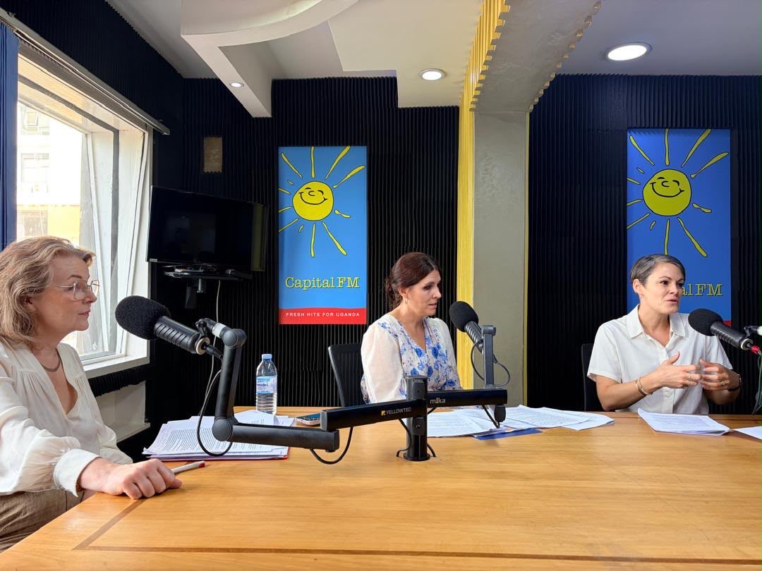 DKAmbUganda's tweet photo. What better way to start the morning than with my fellow Nordic ambassadors and the high spirited hosts @CapitalFMuganda and @KIIS_FM_uganda ? We discussed the value of partnerships and the importance of supporting youth &amp; culture. 
Thank you for having us. It was very hyggeligt! https://t.co/gDGhuRhpX6