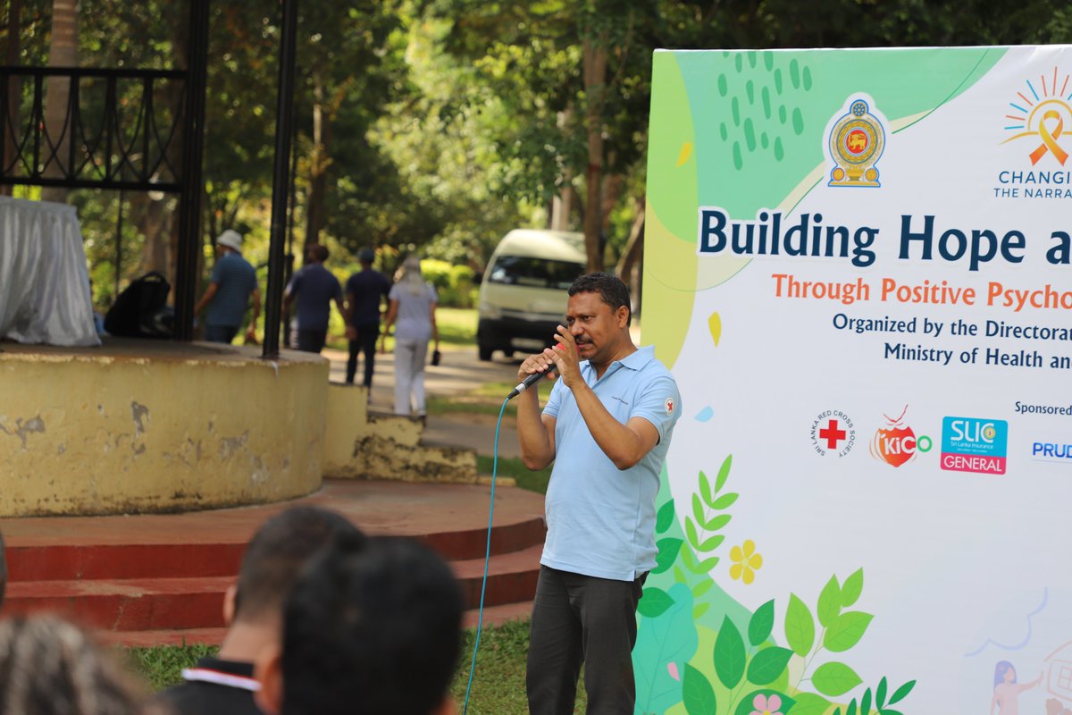 WHOSriLanka's tweet photo. Changing the narrative starts with a conversation responsibly 🗣️

To mark #WorldSuicidePreventionDay today (10 September), the Directorate of Mental Health, Ministry of Health & Mass Media, bringing together partners, communities and the public, organized a commemorative walk and a range of wellbeing activities at Viharamahadevi Park yesterday, in aim of advancing awareness and action for suicide prevention and mental health in Sri Lanka 🇱🇰

Following the walk, participants engaged in art therapy 🎨, music therapy 🎶, drama therapy 🎭, guided exercise 🚶🏽‍♂️ and wellness & couselling sessions 🗣️, demonstrating practical approaches to promoting mental wellbeing, resilience and social connectedness.

The event reflected this year's theme, "Changing the Narrative on Suicide: Start the Conversation," and highlighted an important public health message: ‼️ Suicide is preventable. We can all play a part in saving lives: 
•⁠  ⁠Create safe spaces for dialogue 💬
•⁠  ⁠⁠Challenge stigma  🧐
•⁠  ⁠⁠Promote mental health & wellbeing 📢
•⁠  ⁠⁠Improve access to support 

WHO was pleased to join this important initiative, which highlighted the collective responsibility of governments, communities and individuals to foster open conversations and actions on mental health and ensure that people experiencing distress receive the support they need.

#WorldSuicidePreventionDay #StartTheConversation #MentalHealthMatters #SuicidePrevention