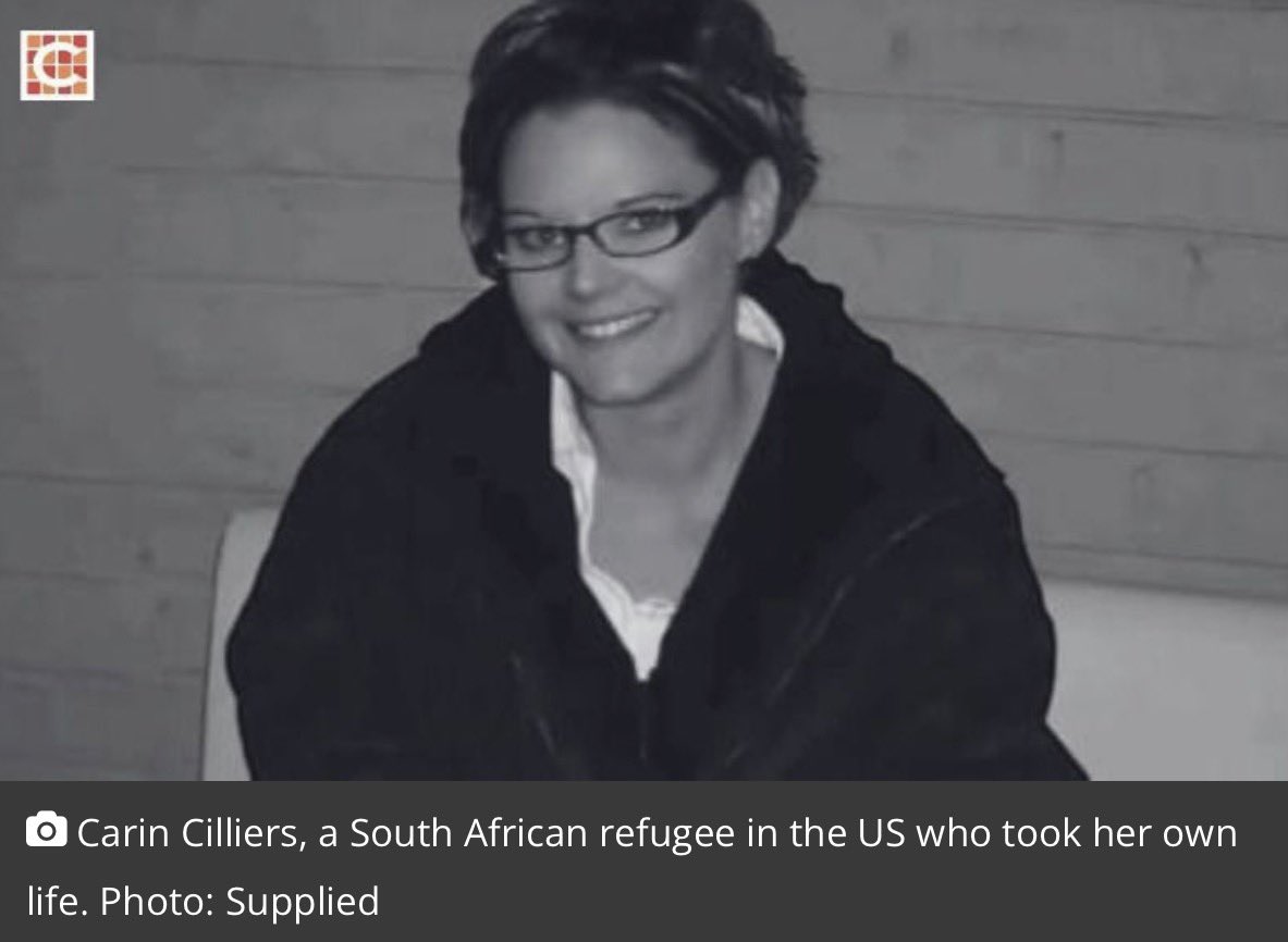 Yknip1's tweet photo. 🛑Breaking News 🛑Afrikaner Refugee Dies in US After Just 2 Months🛑
Carin Cilliers, 49 a South African Afrikaner refugee, left Boksburg on June 30 hoping for a new life in the US. 

She had run her own business in South Africa & was a passionate horse lover.

Just over two months later in USA 🇺🇸 she died by suicide in Houston, Texas.

Despite an impressive CV, Carin reportedly struggled with loneliness, depression & finding employment in America. Her cousin said she had wanted to return to South Africa.

Her tragic death highlights the difficult reality of starting over in a foreign country, leaving home doesn't automatically mean finding a better life.