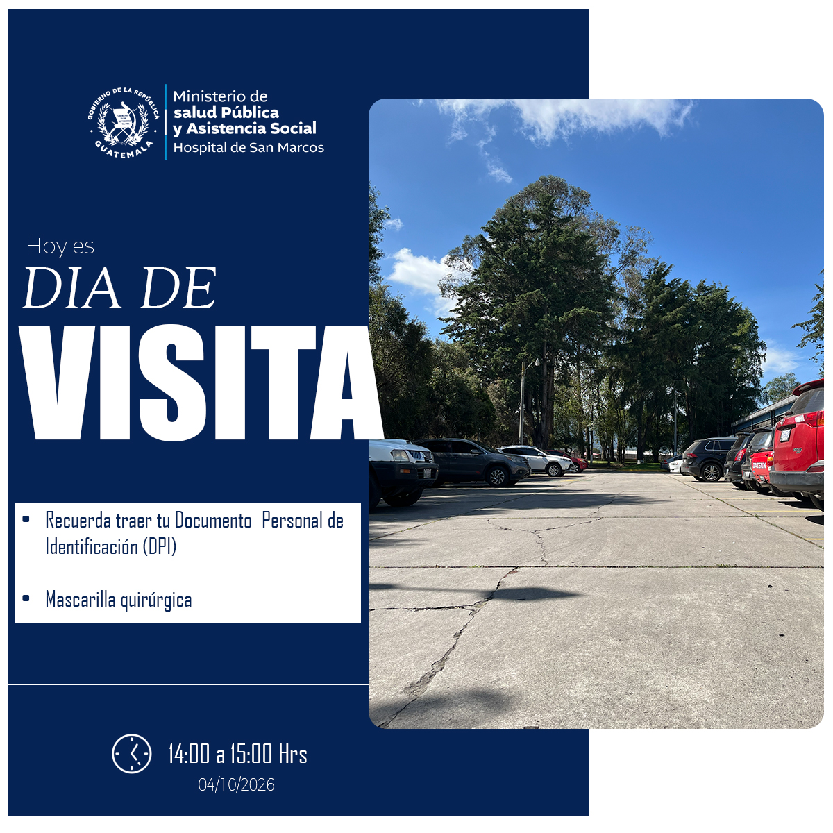 HNSMSocial's tweet photo. Hoy es Día de Visita 🏥💛. Tu compañía es parte vital en la recuperación de nuestros pacientes: anima, fortalece y da esperanza. Te invitamos a compartir con cariño y mantener un ambiente sereno para todos. 🌿✨
#DíaDeVisita #TuVisitaSana https://t.co/UWbdumlyxj