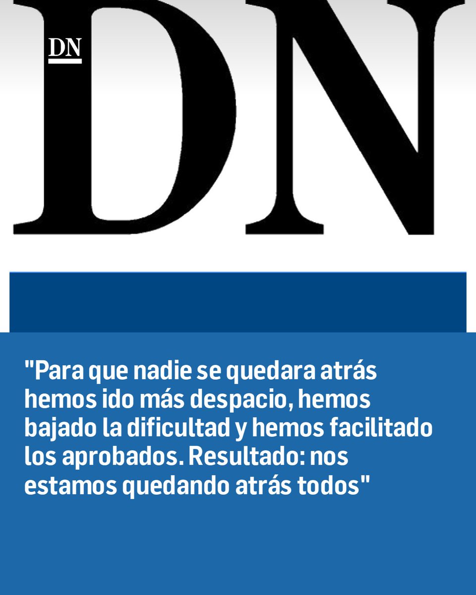 DiariodeNavarra's tweet photo. "Para que nadie se quedara atrás hemos ido más despacio, hemos bajado la dificultad y hemos facilitado los aprobados. Resultado: nos estamos quedando atrás todos" https://t.co/XuFG8YK7R8 https://t.co/Ta5SywGPop