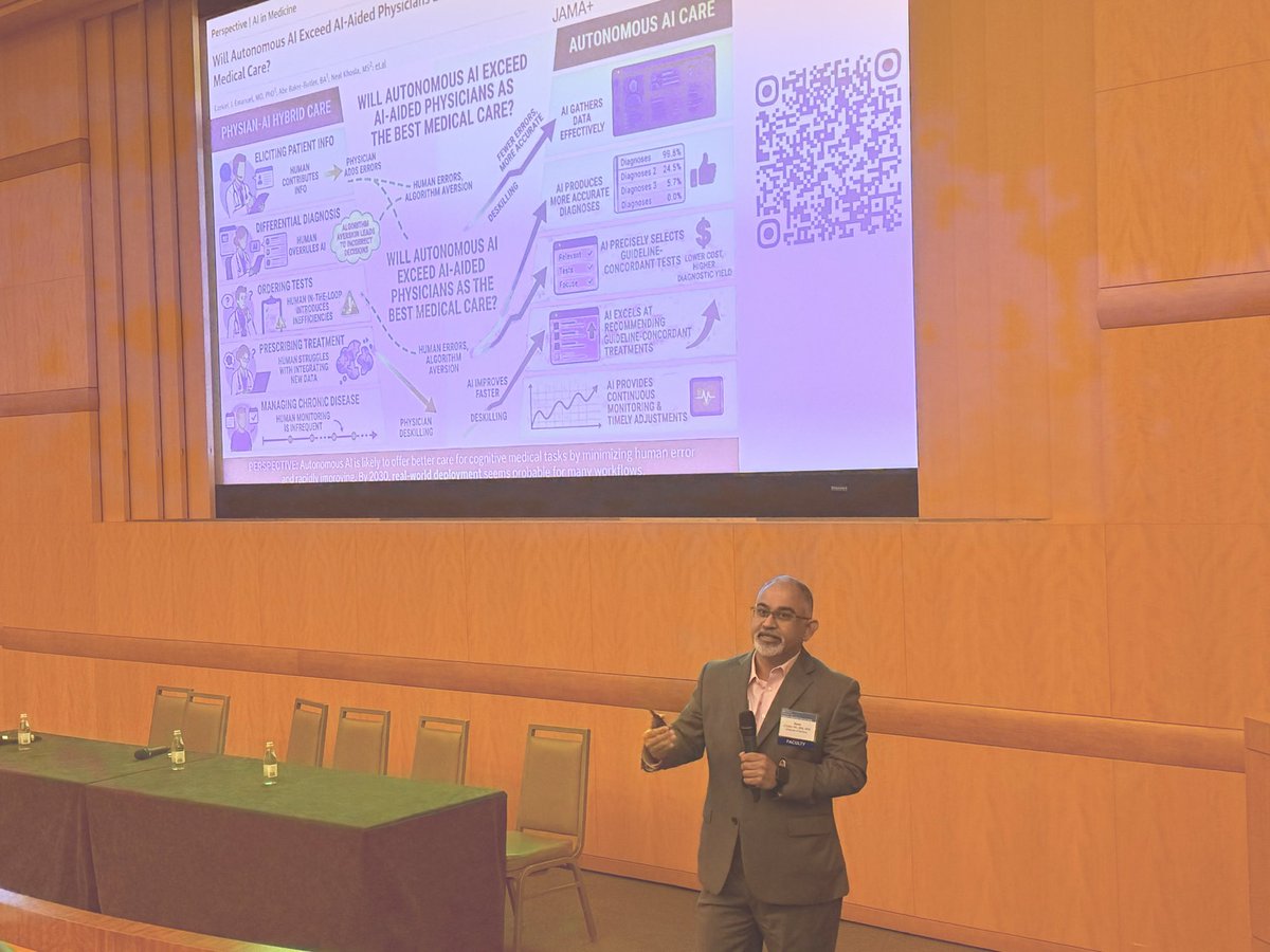 medpedshosp's tweet photo. What a truly fantastic keynote lecture by @ChadhaRomil on "Opportunities and Risks of AI in inpatient medicine" at the @ClevelandClinic Hospital Medicine Summit #ccfhm26 https://t.co/eZ1md0WBnq