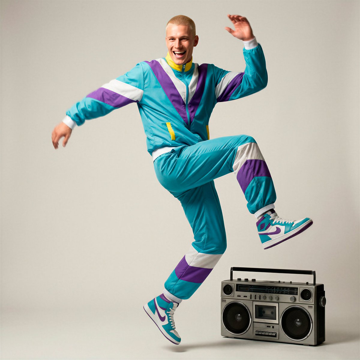 funidelia's tweet photo. 🤯 An AI filter for the '80s? PLEASE. Stop asking AI what you'd look like with a mullet and neon windbreaker.😬 If you actually want to know, head to Funidelia and get the REAL thing. Drop the digital nonsense, feel the swish of authentic shell suit fabric, and own the party. 🕺 https://t.co/qAjXfv1DEo