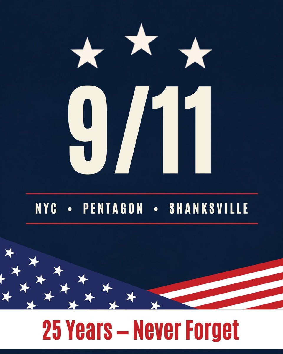 ACOEP's tweet photo. 25 years later, we still remember.

Today we honor the victims, the first responders who ran toward danger, and the families who have carried this loss ever since. Never forget. 🇺🇸 

#911NeverForget #September11 #25Years https://t.co/s2ZkAcwsnE