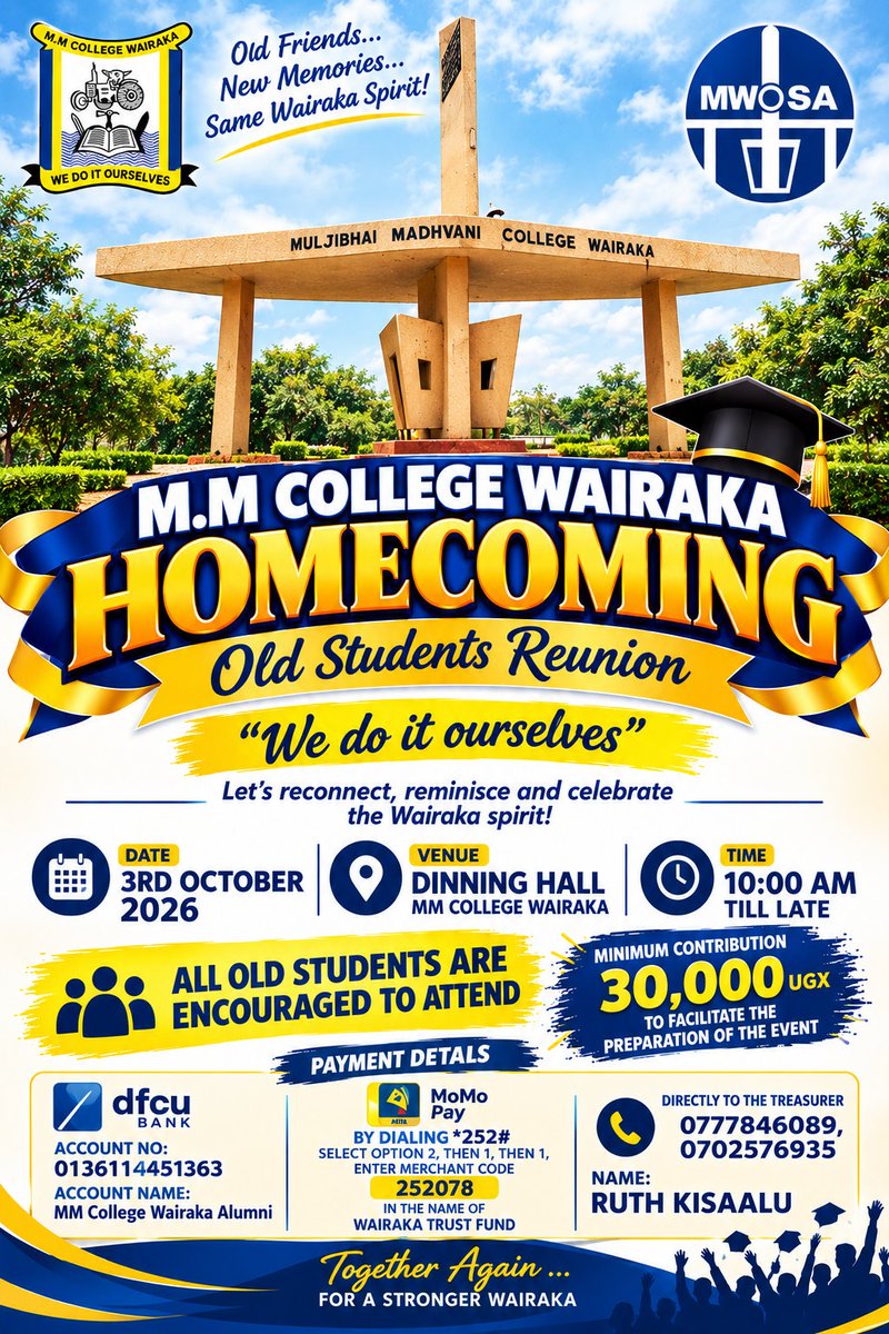 MMWOSAOfficial's tweet photo. 3rd October is the date. Let's be there. #mmcollegewairaka #wacos #wairakacollege https://t.co/o2Ou2vHDbg
