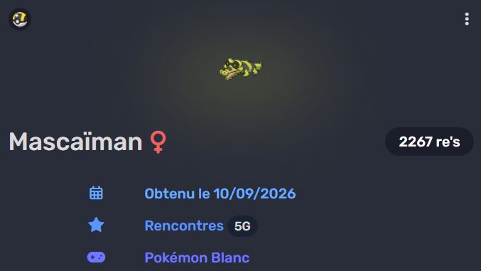 Too_pkmn's tweet photo. Mascaïman femelle shiny trouver sur blanc après 2267 rencontre 

On va phase deux pour le Mascaïman mâle avec la #CSH https://t.co/JbGmz8IQST