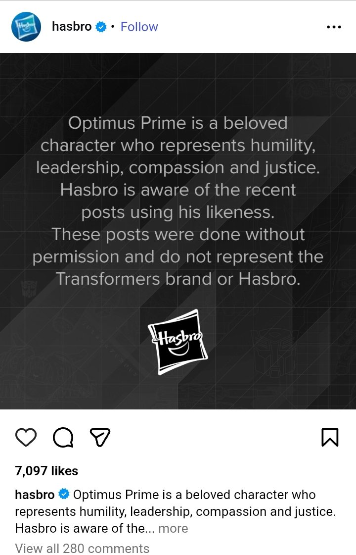 dilophosaurid's tweet photo. Hasbro has officially made a statement on this, they do not condone it or tolerate it whatsoever. https://t.co/xtA0UyvOhF
