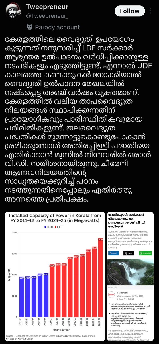 nihtbeorht's tweet photo. Shamelessness of these guys should be studied. Govt. couldn’t even add 10% of the power capacity generated by ordinary people on their own, yet now they wants to take credit for what people achieved themselves via rooftop solar.
Got blocked so couldn't quote @Tweepreneur_ https://t.co/1lpcuiZAvd