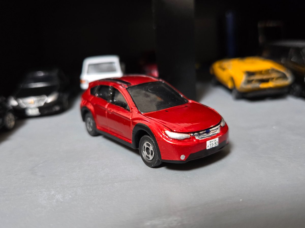 YuItsu11's tweet photo. インプレッサを仕様変更して初代インプレッサXVにしました！
カラーはタミヤのマイカレッドです
ルーフレールはプラ板で自作しました！
��ースは4枚目です～ https://t.co/jXbXHdWPDr