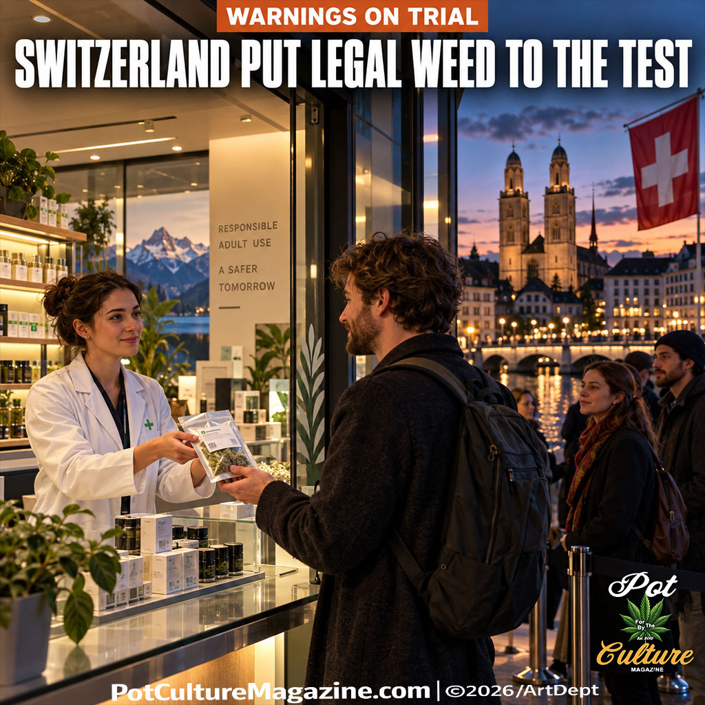 PotCultureMag's tweet photo. Switzerland Puts Legal Weed to the Test. Approved adults bought cannabis through controlled pharmacy pilots. Early results did not give prohibition the consumption surge it predicted. 

https://t.co/MkNDzkQs1e 

#PotCultureMagazine #Cannabis #Switzerland #CannabisNews #GlobalWeed https://t.co/PtBDlf3rn8