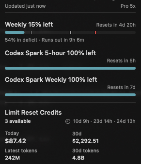 BinaryBrainn's tweet photo. Is it just me or when the banked resets are available, the usage burn is faster? https://t.co/6vN9ZvItHg