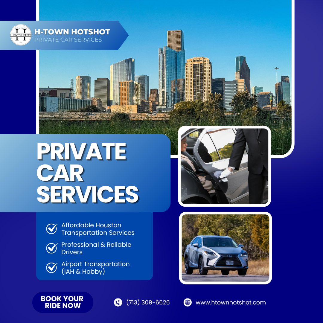 HtownHotshot's tweet photo. Ready to explore Houston with comfort and ease? H-Town Hotshot Private Car Services is here to make every trip convenient and stress-free.

Book your ride today and experience comfortable transportation around Houston, Texas with H-Town Hotshot.

#houston #houstontexas #htown https://t.co/0OgyPuXy5l