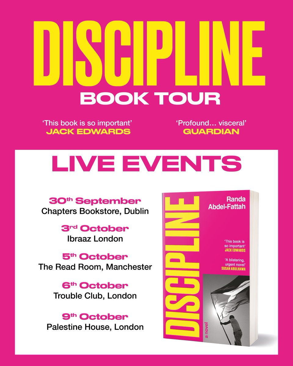 OneworldNews's tweet photo. To celebrate the UK launch of her book Discipline, award-winning author @RandaAFattah will be travelling across the UK & Ireland and doing some great events! 

Discipline, is the explosive novel that shook the literary world and asks what it means to speak out when silence is complicity. 

Full details of the tour and ticket links can be found here 🔗 https://t.co/f8BrfVyNhQ
