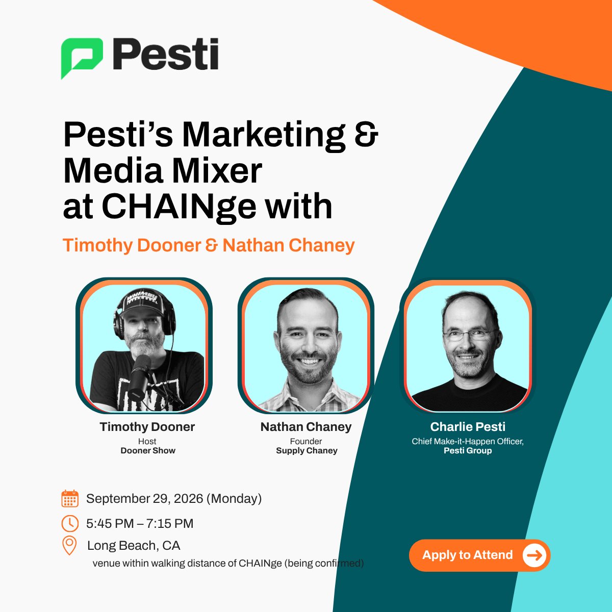 CHARLIE_PESTI's tweet photo. Heading to CHAINge? Join Pesti’s Marketing &amp; Media Mixer on Sept. 29 in Long Beach for candid conversations on brand positioning, visibility, and influence in supply chain. Limited seats for senior leaders. Apply now:

👉 Apply for an invitation: https://t.co/s0MqvYpowU https://t.co/XMQUKQTDml