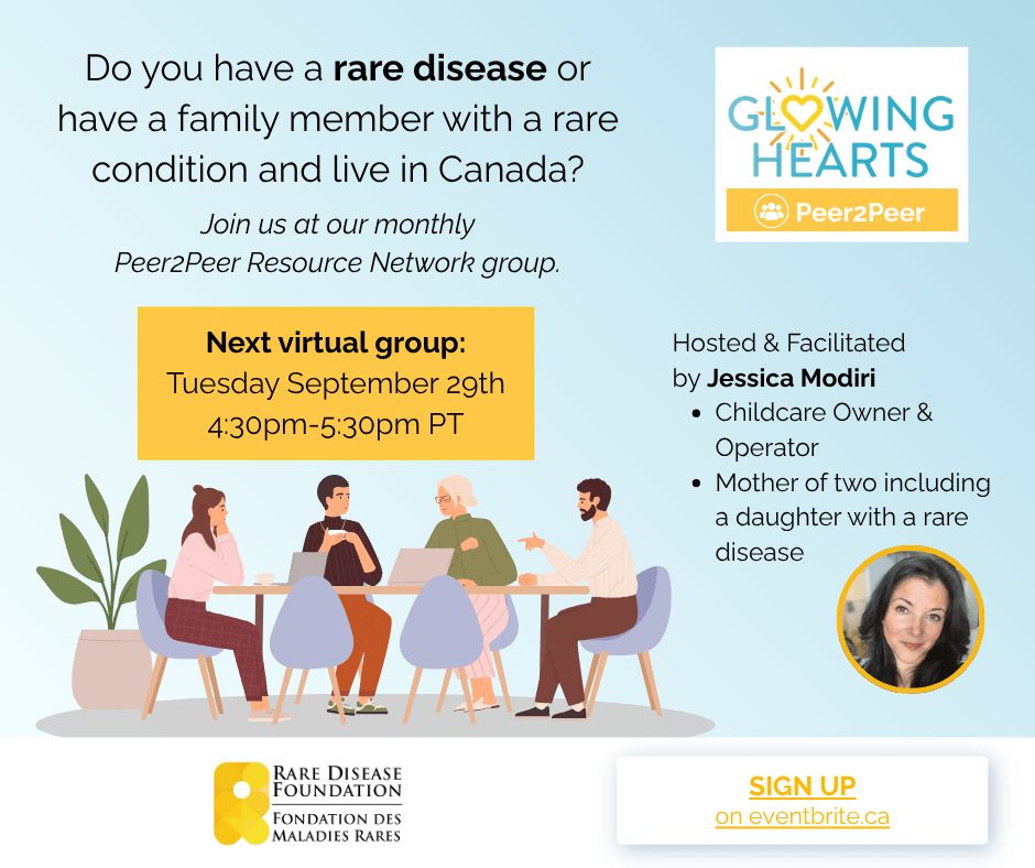 rarediseasefdn's tweet photo. A new season, a new chance to connect. 🍂💛

Our free Glowing Hearts Peer2Peer virtual group returns in September!

📅 Tuesday September 29th · 4:30–5:30pm PT
🇨🇦 Open to anyone in Canada
🔗 Sign up on Eventbrite https://t.co/MO8fIc4gNS 

#RareDisease #Peer2Peer #GlowingHearts https://t.co/NBxwQqseRn