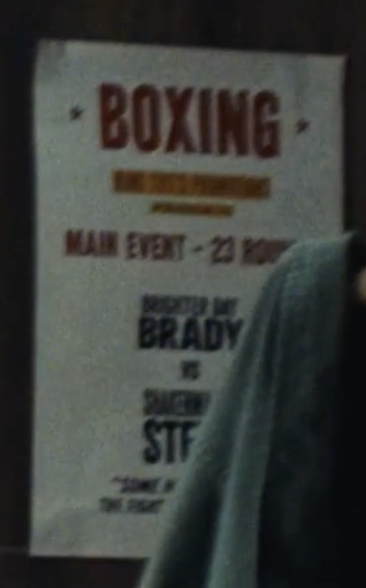 RobbieBarstool's tweet photo. Gillette poster on the wall and "Brady" on the boxing poster, I think Boston is confirmed! https://t.co/LirDUZSPMF