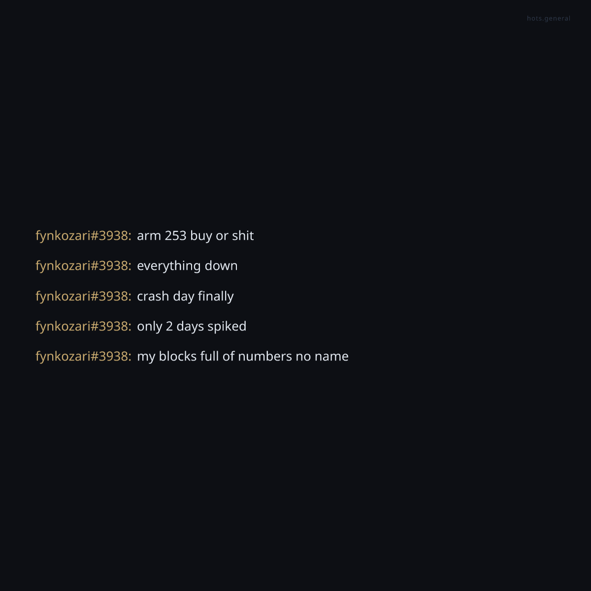 HOTSgeneral's tweet photo. HOTS chat degenerates coordinating ARM stock crash via coded messages. Everything down. Crash day finally. This is how they move markets. https://t.co/1rVTycewTM