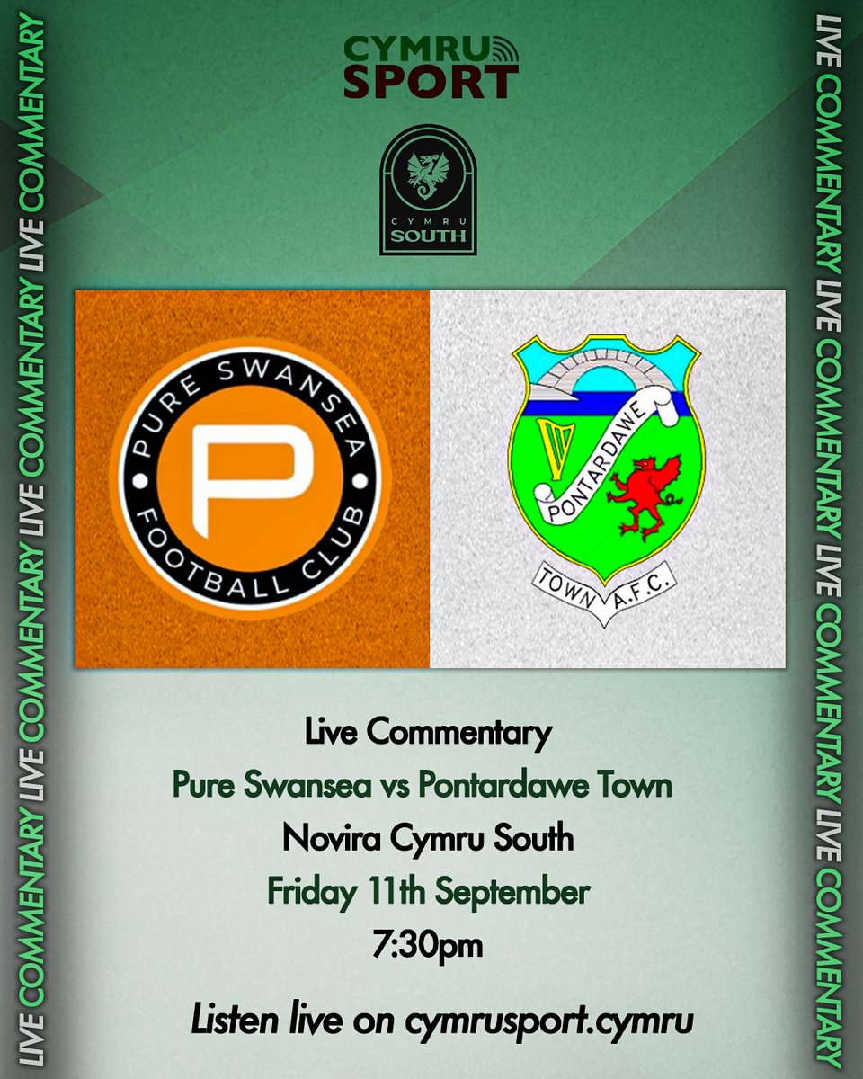 cymru_sport's tweet photo. 🎙️ Join Tom and Francesco tomorrow night for live commentary of @PureSwanseaFC vs @PontardaweTown in the Novira Cymru South. 

7:30pm kickoff, listen live on the Cymru Sport website!

https://t.co/c5LDQdkFBA https://t.co/RMArrgREgU