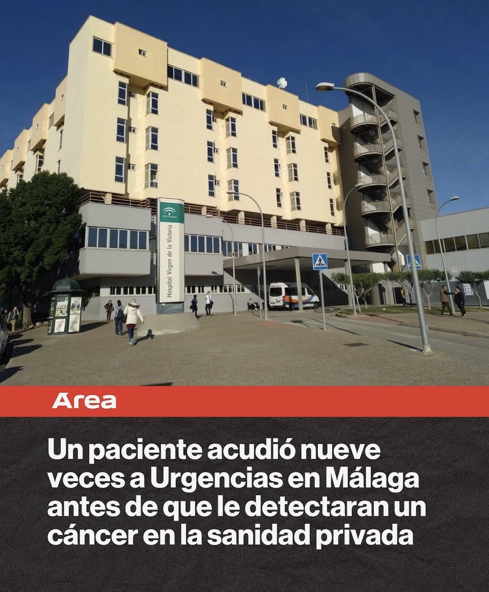 AndaluciaSinVOX's tweet photo. Un paciente acudió nueve veces a Urgencias en Málaga antes de que le detectaran un cáncer en la sanidad privada , al final falleció,  es lo que pasa cuando dirige el hospital un amiguete  de @JuanMa_Moreno que solo están para coros rocieros , sevillanas y misas en el hospital https://t.co/xIPoV9rXc1