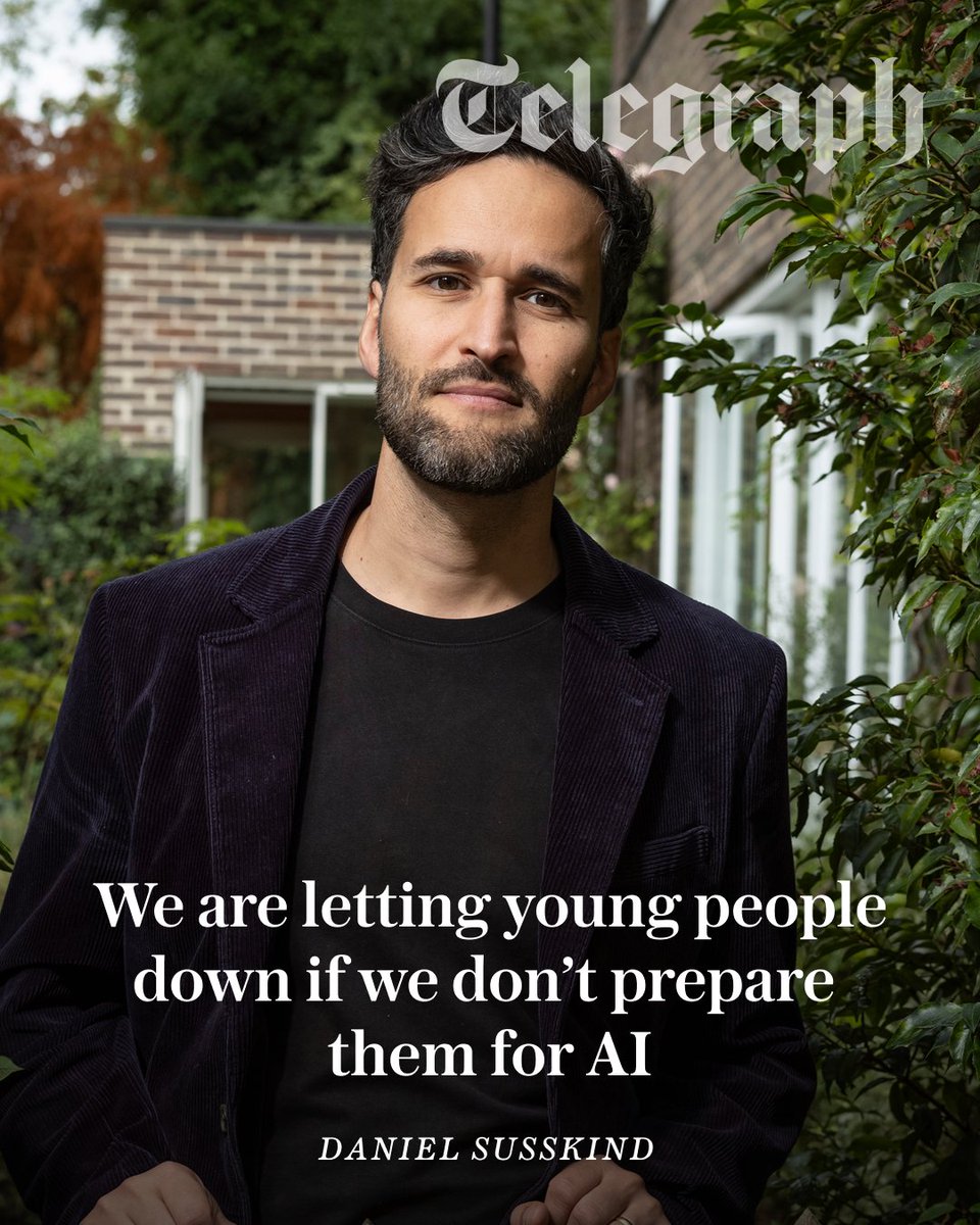 Telegraph's tweet photo. Those who are searching for work face the task of making hundreds of applications, only to be screened out by AI processors without ever having a human look over their CV. Those in work face the prospect of being replaced by AI altogether.

Economist @danielsusskind shares how to prepare the next generation for the  transformed world of work 👇
https://t.co/IzaB2bO1HB