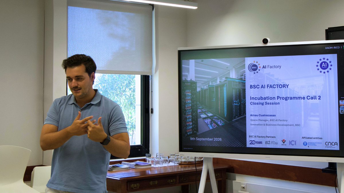 acnca_pt's tweet photo. 📸 Call 2 of the BSC AI Factory Incubation Programme closed yesterday at TTC@Lisboa.

Incubated startups shared their journey, challenges and achievements. Arnau Cuatrecasas (BSC #AI Factory) joined the session to present the #AIFactories and activity plan.

@GFPerdigao https://t.co/1qG2JheBYz