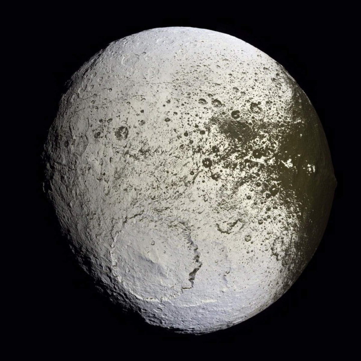 airandspace's tweet photo. Today in 2007, the Cassini spacecraft snapped this image of the first high-resolution image of Saturn's moon Iapetus during its closest flyby of the two-toned surface. https://t.co/bSOkxC3QJ9