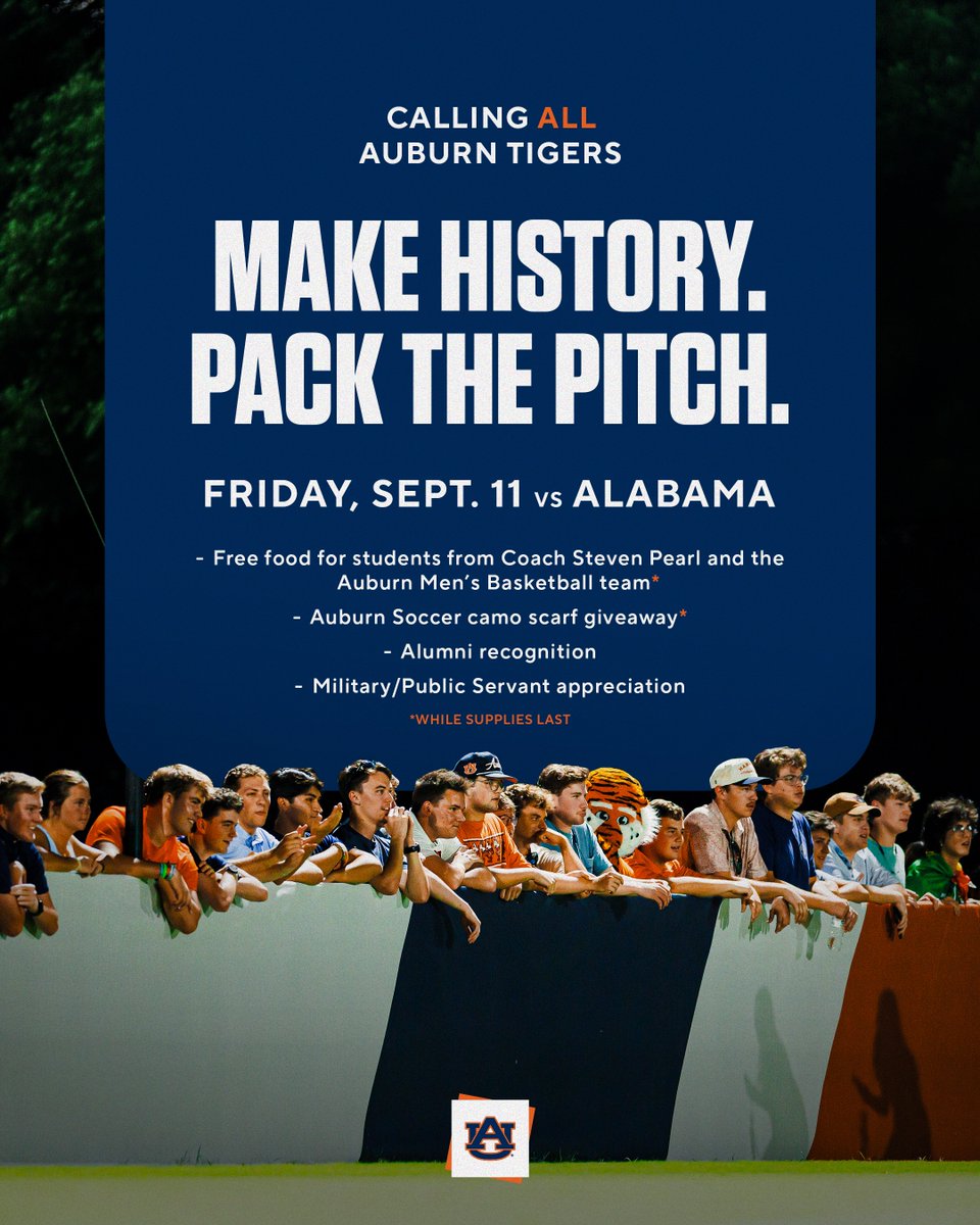 AuburnSoccer's tweet photo. Help us MAKE HISTORY! ⚽️

Pack the Pitch. Pack the Chaos Corner.

Don’t know how to get to the Auburn Soccer Complex? Our girls got you covered ⬇️

#WarEagle https://t.co/hLGBpbAGf0