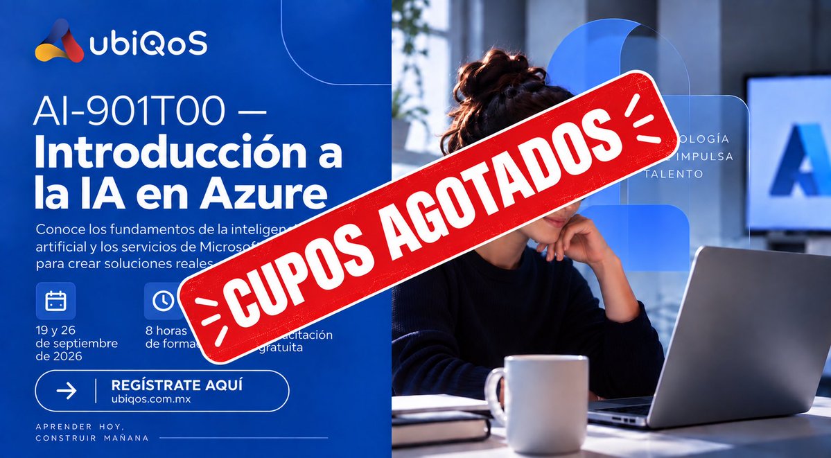 ubiqos's tweet photo. ¡Cupos agotados! 🎉💙

Gracias a todos los que se registraron para nuestra capacitación gratuita AI-901T00 — Introducción a la IA en Azure.

Nos emociona muchísimo ver el interés por seguir aprendiendo y explorando las posibilidades de la Inteligencia Artificial. 🤖✨

Nos vemos este 19 y 26 de septiembre para aprender, experimentar y construir nuevas soluciones con Microsoft Azure.

¡Gracias por ser parte! 🚀

#InteligenciaArtificial #MicrosoftAzure #UbiQoS