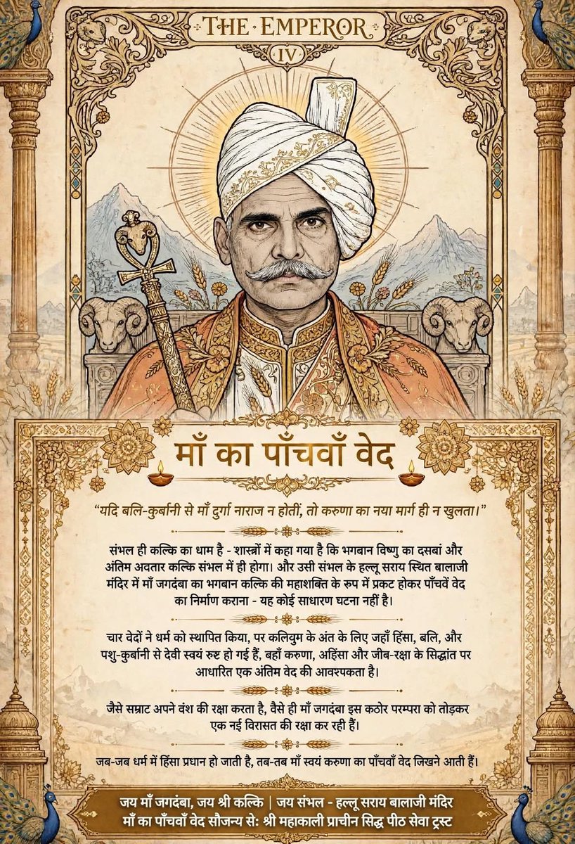 MbdJASVEERsingh's tweet photo. 🚩🌄🕉️यदि बली-कुर्बानी से मां दुर्गा नाराज ना होती ,तो दया और करुणा का नया मार्ग खोलने अंतिम पांचवा वेद का निर्माण कराने बालाजी मंदीर हल्लू सराय संभल अंतिम अवतार में प्रकट ना होती l🕉️🌄🚩🙏🙏🙏@1008 @jagatguruDwarka @JagatguruShri https://t.co/gVC2VLTdLx