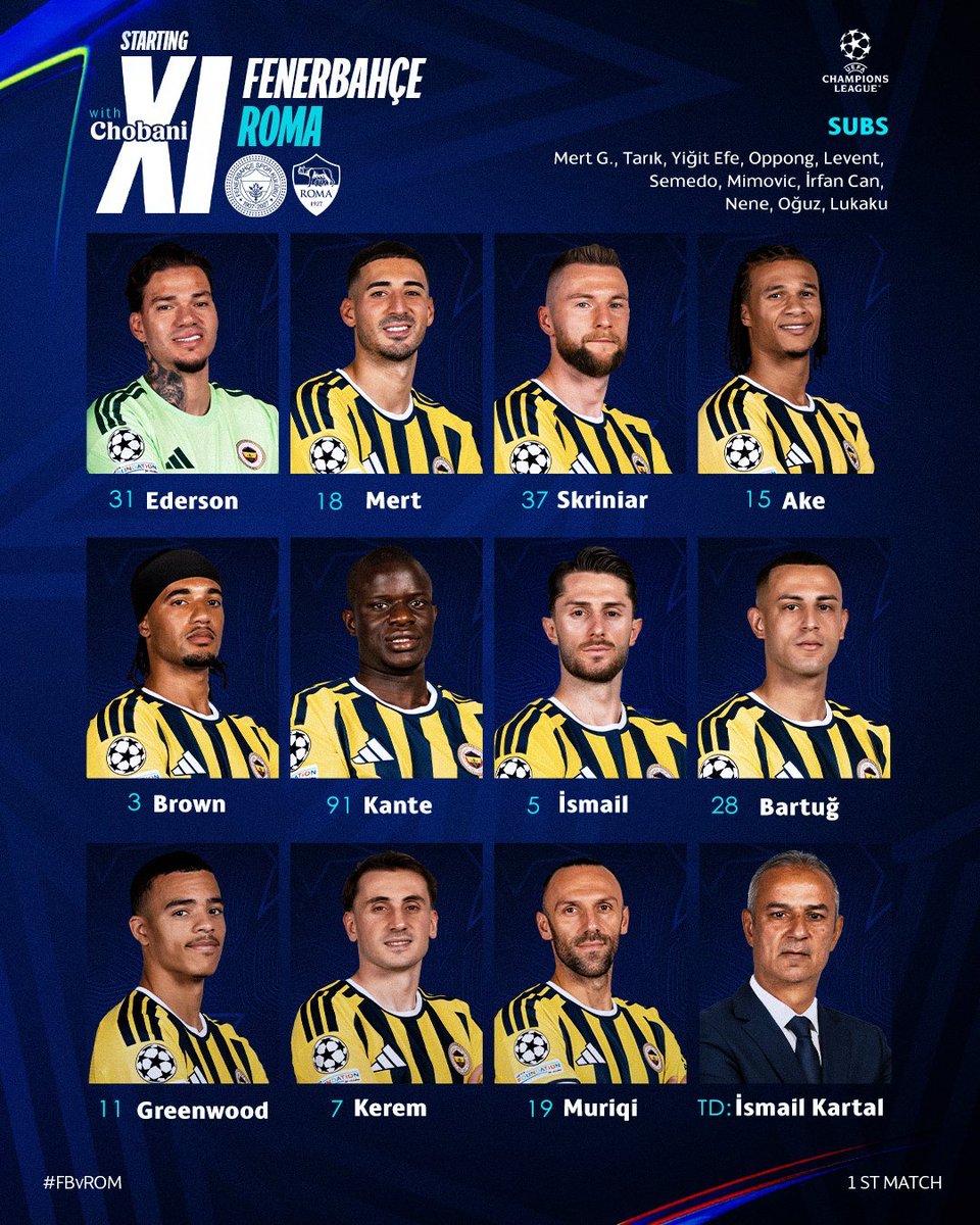 bpthaber's tweet photo. Fenerbahçe'nin Roma karşısında ilk 11'i belli oldu. 🇹🇷 https://t.co/I6sJfEXnnK