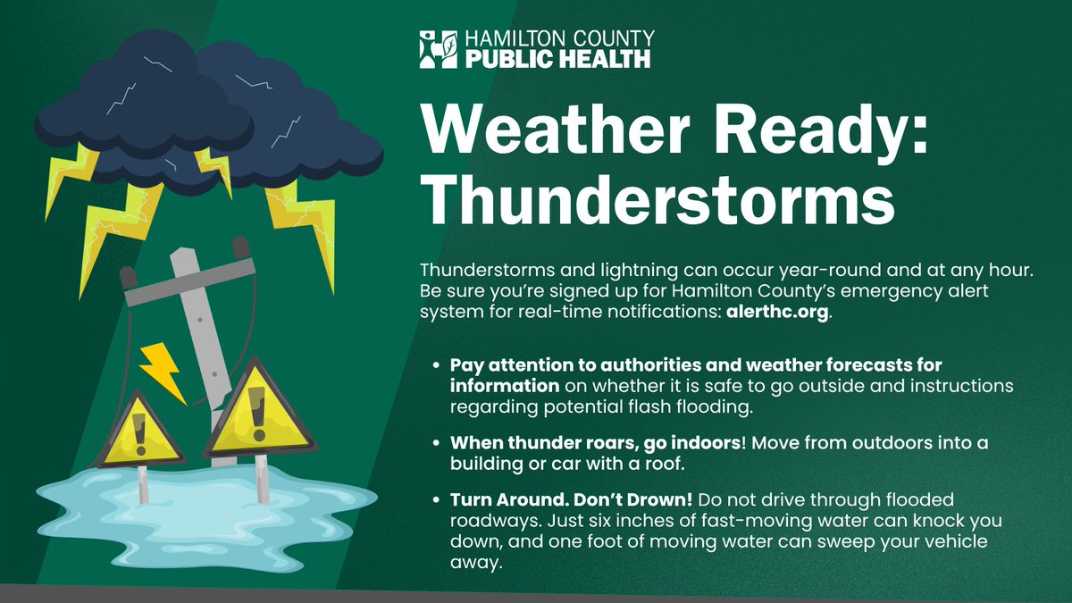 HamCoHealth's tweet photo. Stay safe during thunderstorms! ⛈️ 

Thunderstorms can bring in heavy rainfall, hail, strong winds, poor driving conditions, electrical hazards and other dangerous conditions that can put you at risk for injury.

#NationalPreparednessMonth https://t.co/VK29dBanqR