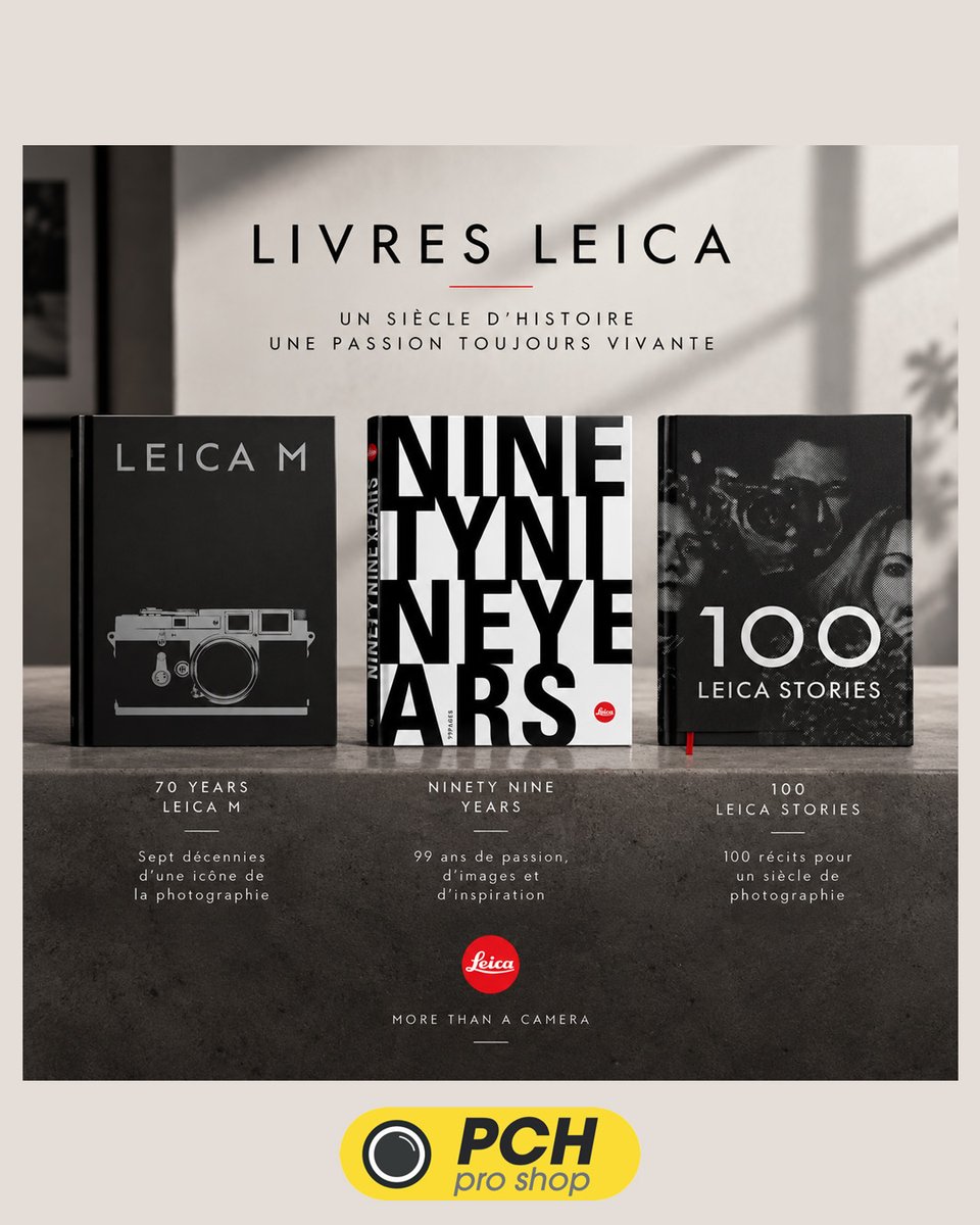 PCHPROSHOP's tweet photo. Un siècle de photographie, d’images iconiques et d’appareils légendaires.

Découvrez notre sélection de livres Leica :
Ninety Nine Years • 70 Years Leica M • 100 Leica Stories
Pour les passionnés de photographie et de la marque allemande.

#Leica #LeicaM #PCHProShop https://t.co/xUA2pRwAJa