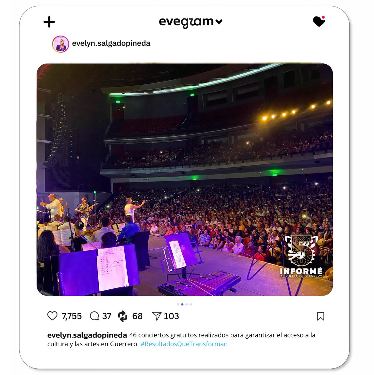 EvelynSalgadoP's tweet photo. La cultura en Guerrero se transforma con resultados que fortalecen nuestra identidad, preservan nuestras tradiciones y abren nuevas oportunidades para el talento guerrerense. 🎭✨

Son resultados que nos llenan de orgullo y que hacen de la cultura una parte esencial de la transformación de nuestro estado.

#5toInformeAlPuebloDeGuerrero